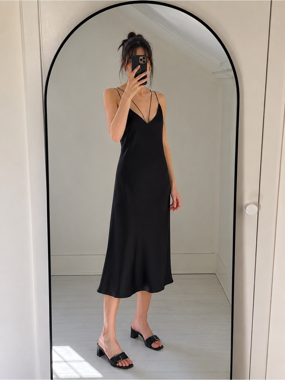 Wilfred Free Black Slip Dress Midi Dress Size Small Aritzia